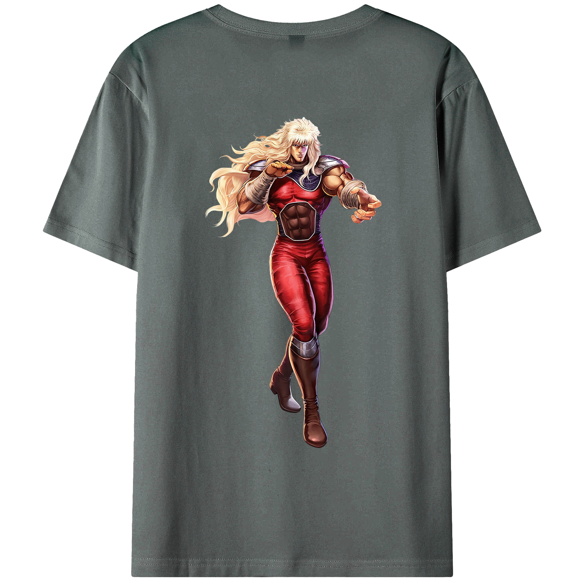 （画像用） 北斗の拳 Fist of the North Star 綿100％ メンズ半袖Tシャツ（バックプリント） 通気性